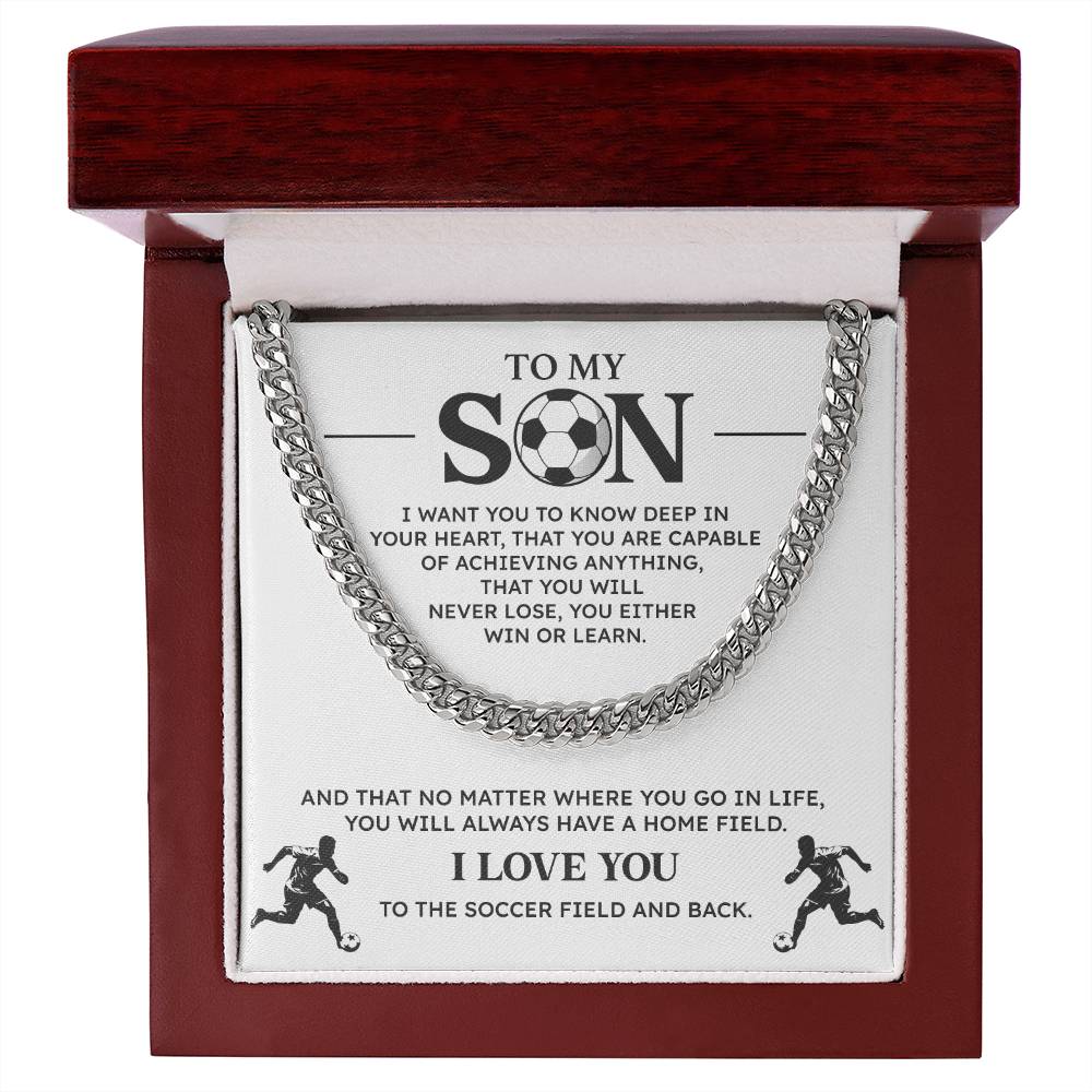 Soccer Necklace Gift for Son – Motivational Message Card for Players