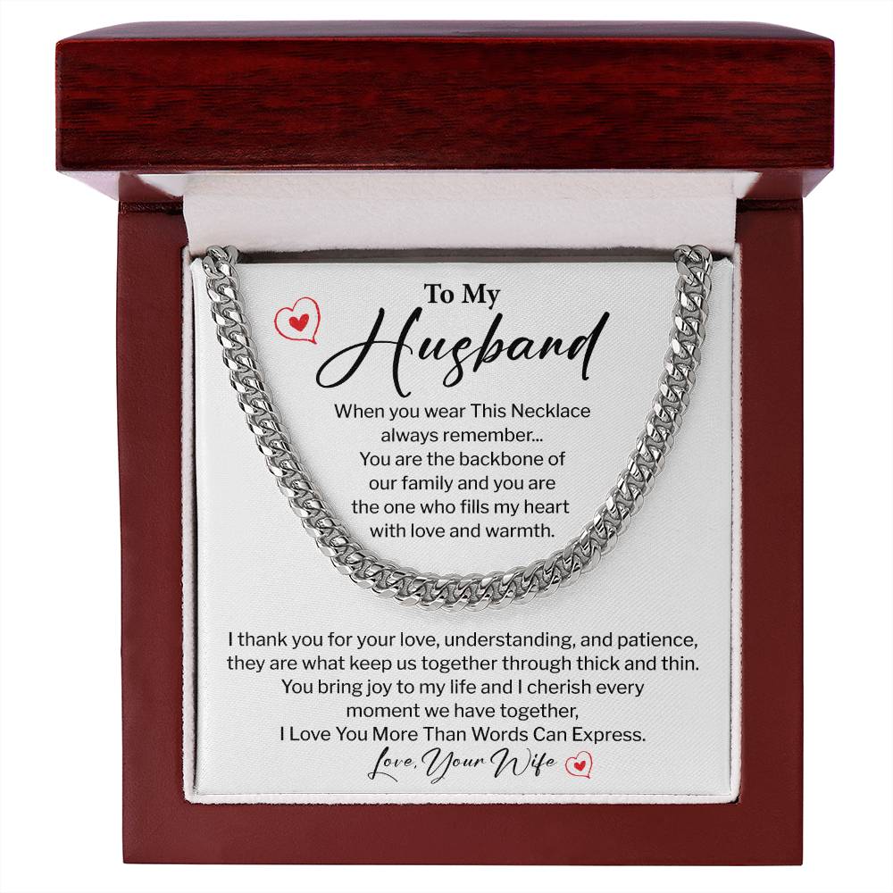 To My Husband Cuban Chain – Message Card Gift Box