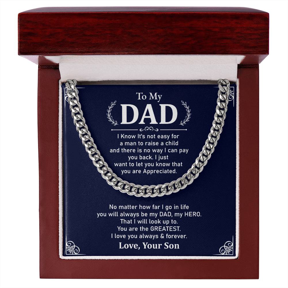 To My Dad Necklace Gift From Son With Appreciation Message