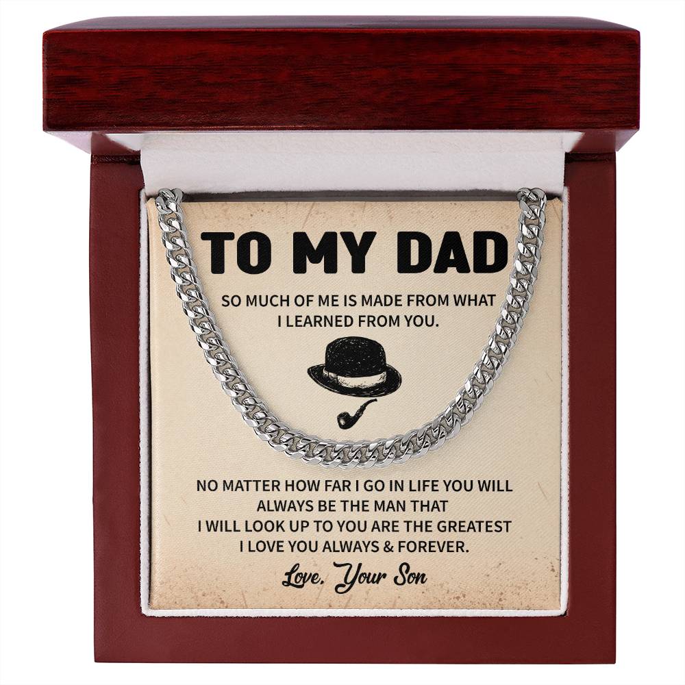To My Dad Cuban Chain with Loving Message From Children