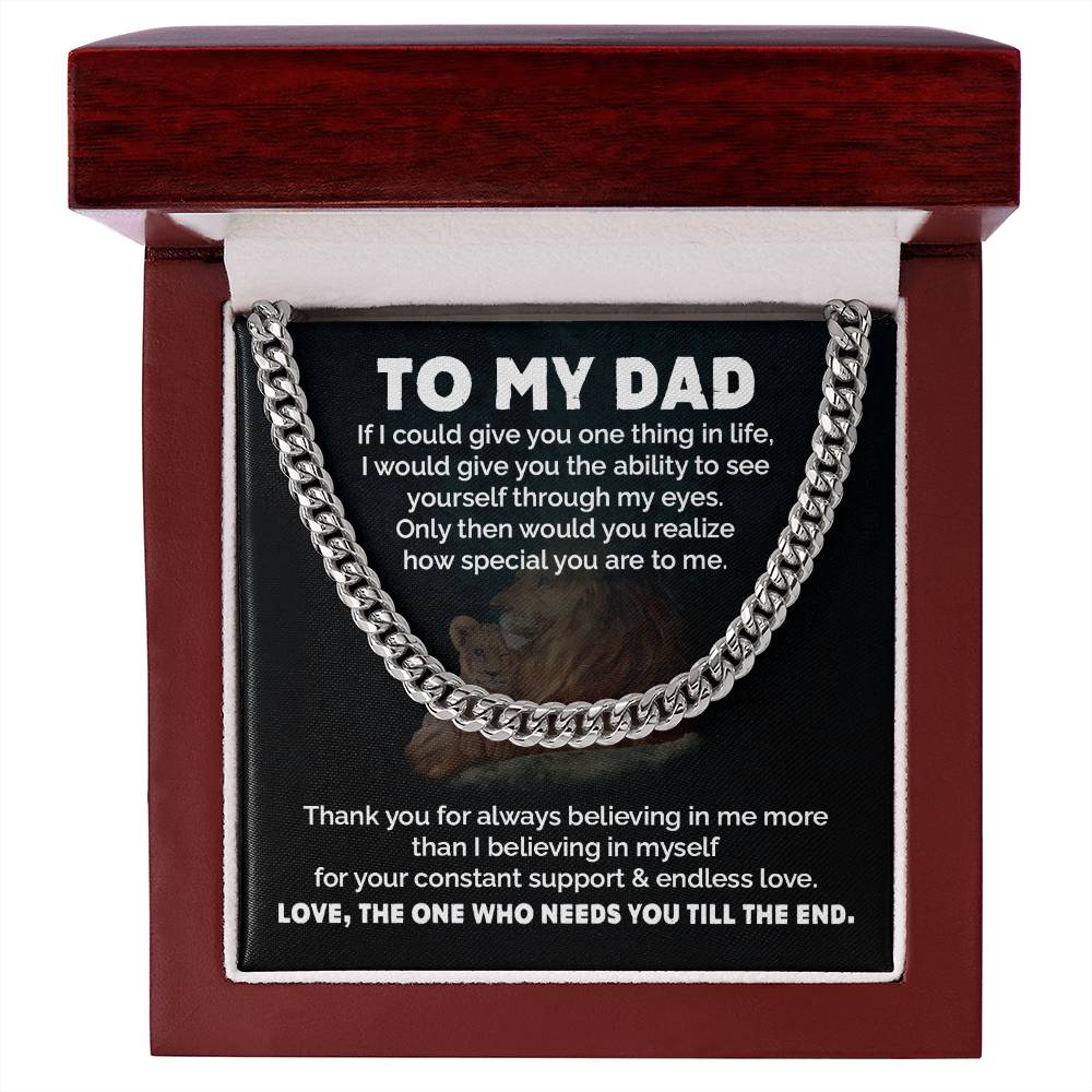 Dad Necklace Gift from Daughter with Lion Message Card