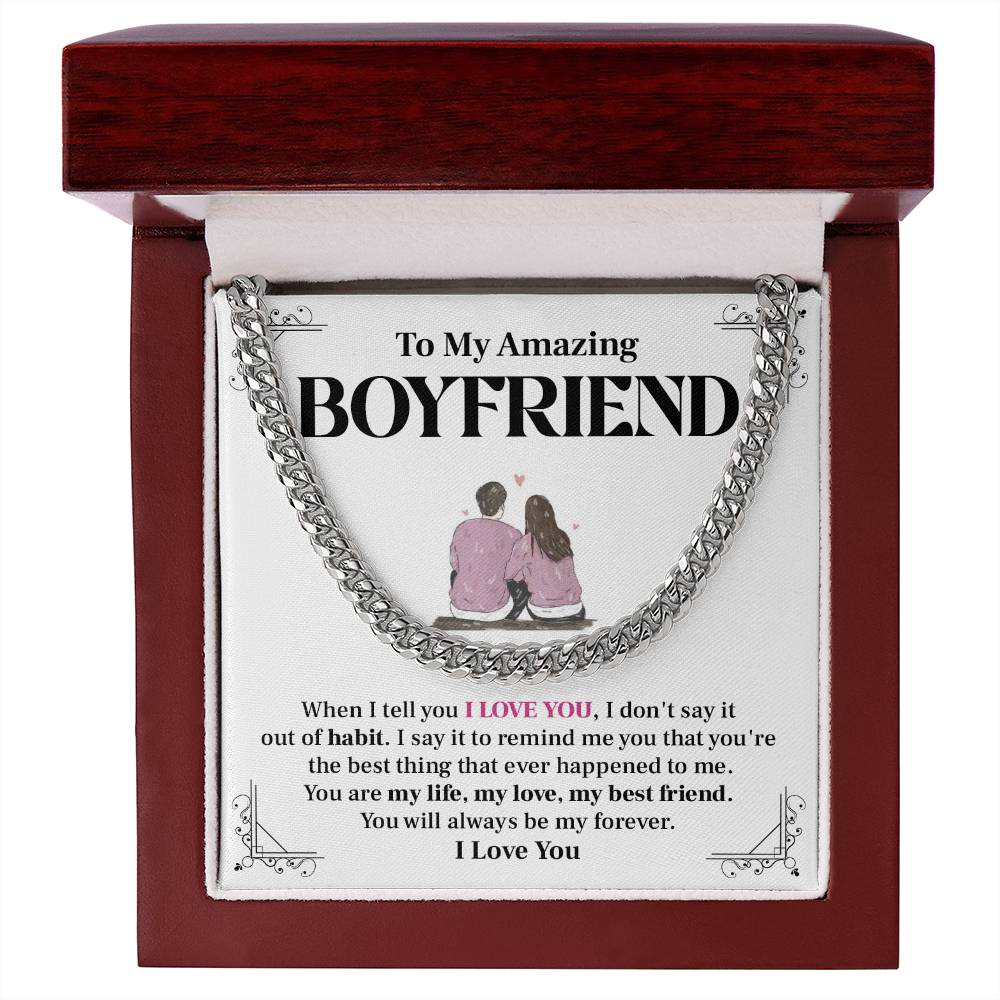 Cuban Chain for Boyfriend – Love & Habit Message Card