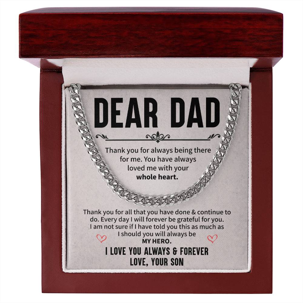 Dear Dad Necklace Heartfelt Message with Hero Tribute from Son