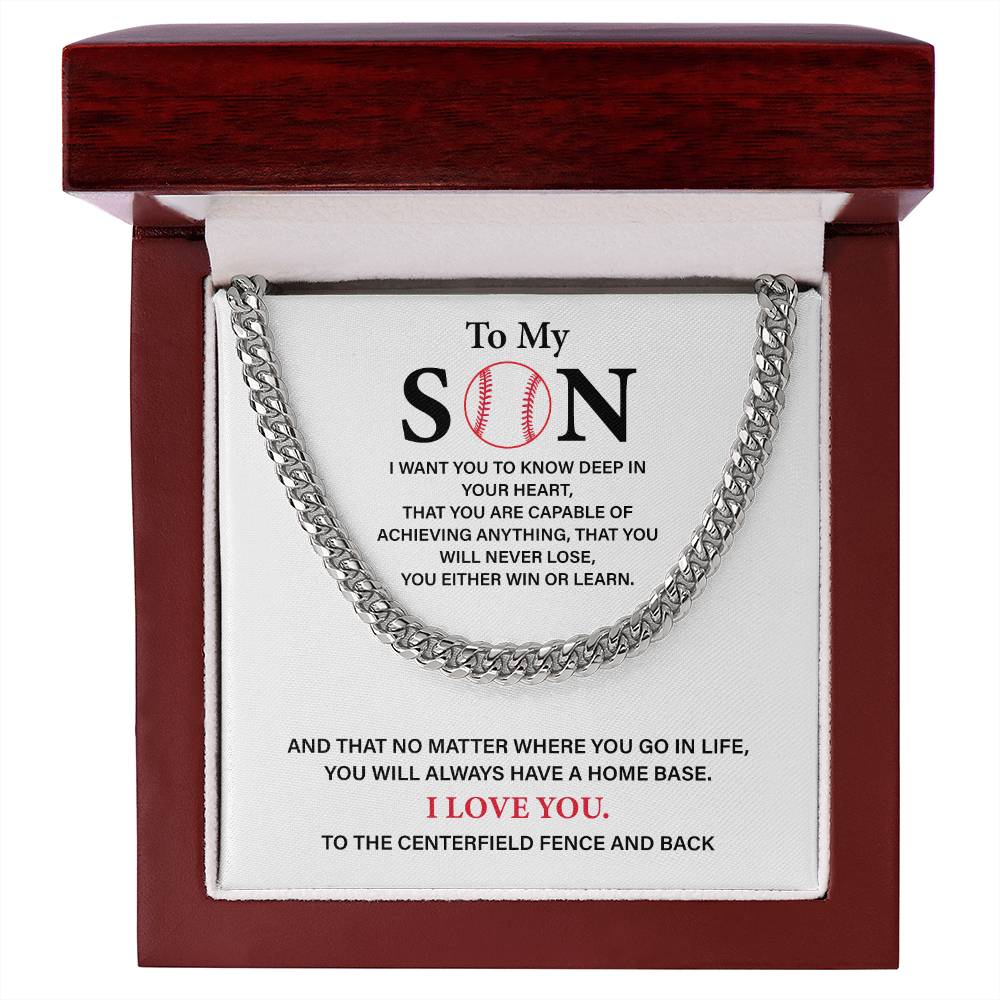 Baseball Gift for Son from Mom – Cuban Chain with Message Card