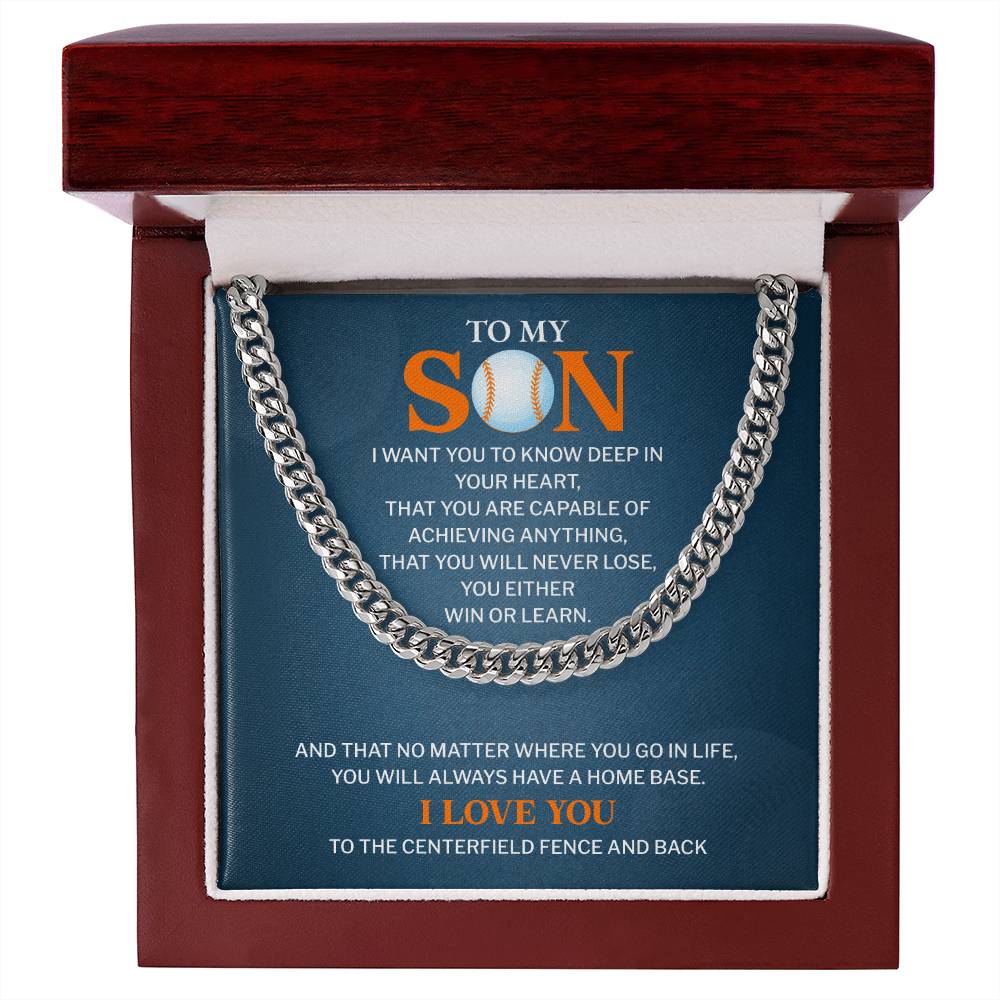 Baseball Son Gift Cuban Chain – Message Card Box