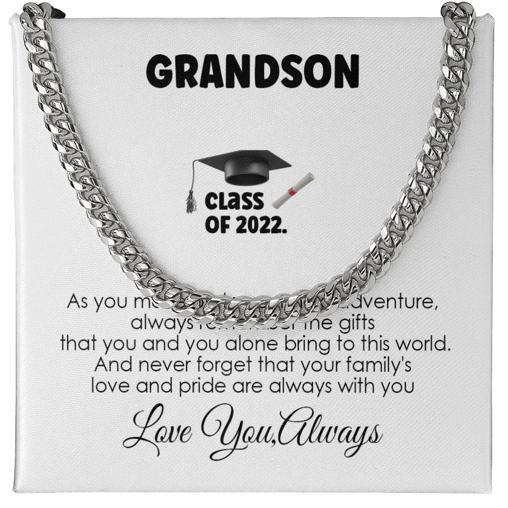 Grandson Graduation Gift – Customized Graduate Chain with Inspirational Message Card