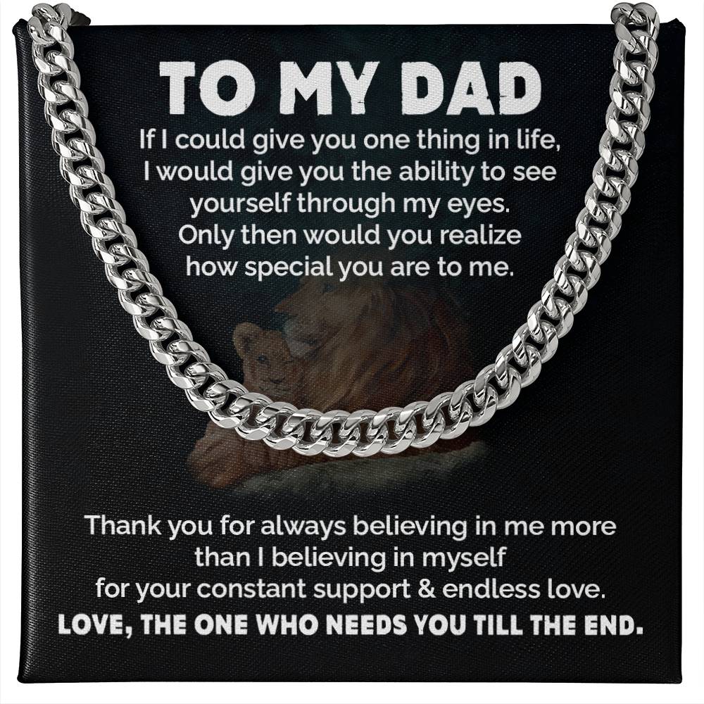 Dad Necklace Gift from Daughter with Lion Message Card