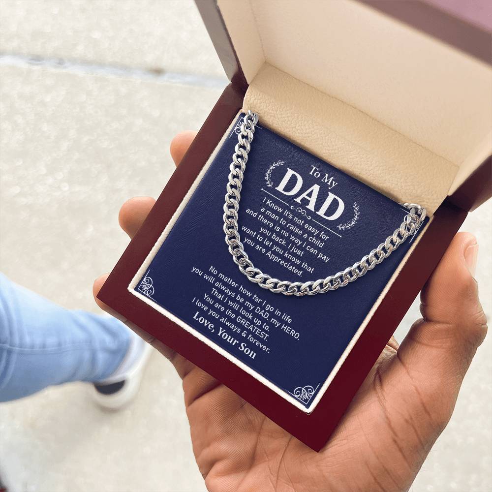 To My Dad Necklace Gift From Son With Appreciation Message