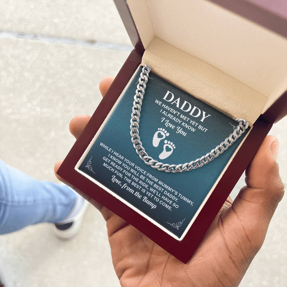 Daddy Necklace Gift From Baby Bump With Message Card