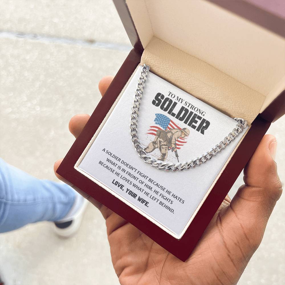 Soldier Gift from Wife – Cuban Chain Necklace with Message Card