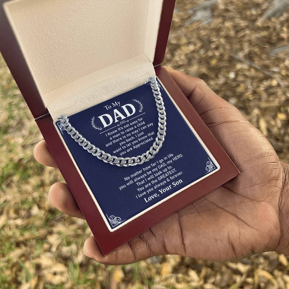 To My Dad Necklace Gift From Son With Appreciation Message