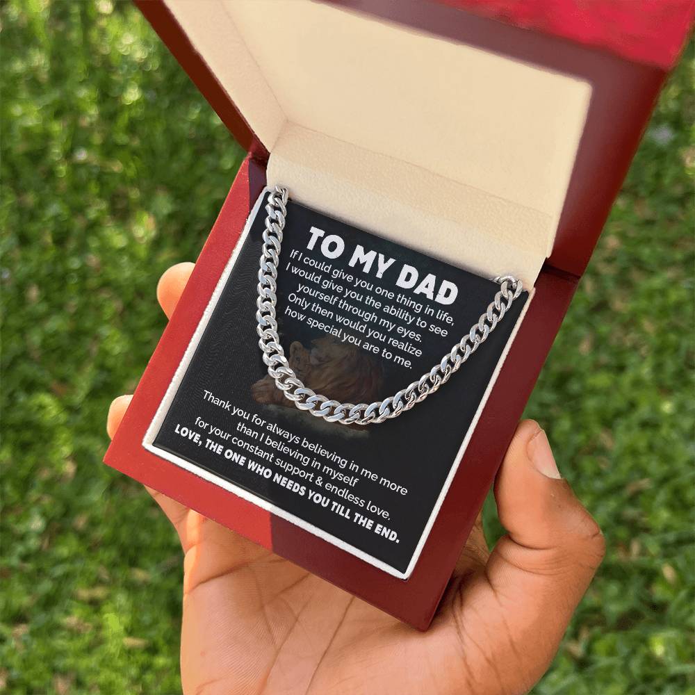 Dad Necklace Gift from Daughter with Lion Message Card