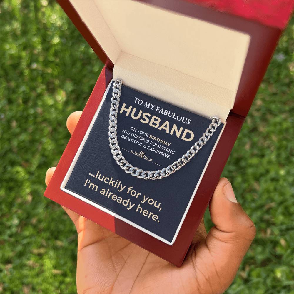 Funny Husband Birthday Gift Cuban Chain & Card