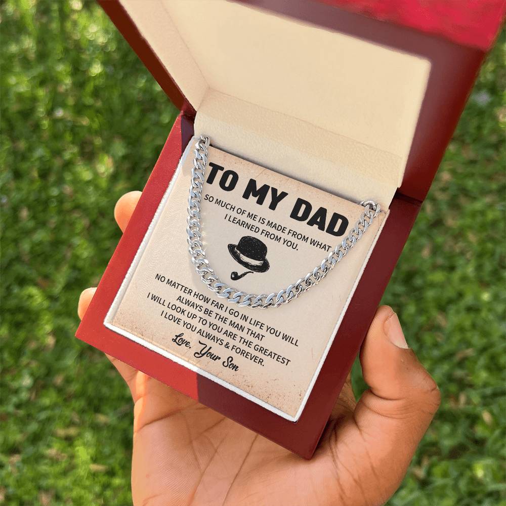To My Dad Cuban Chain with Loving Message From Children