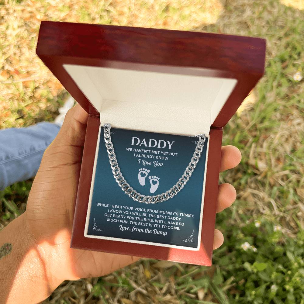Daddy Necklace Gift From Baby Bump With Message Card