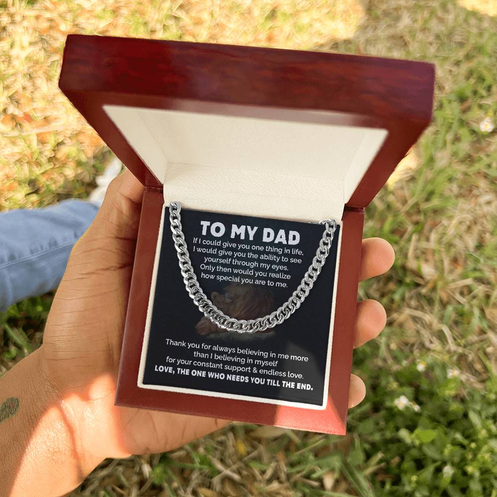 Dad Necklace Gift from Daughter with Lion Message Card