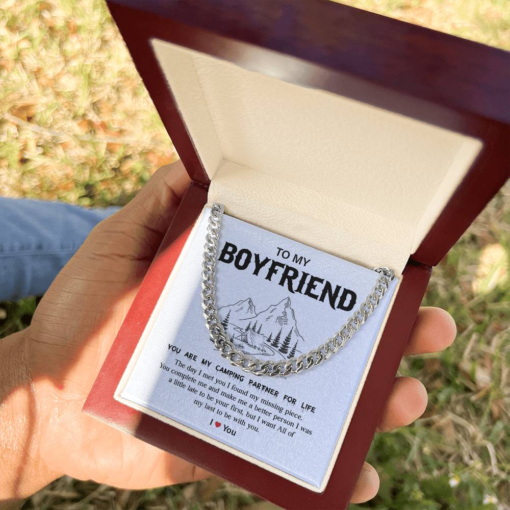 Camping Gift for Boyfriend – Necklace & Message Box
