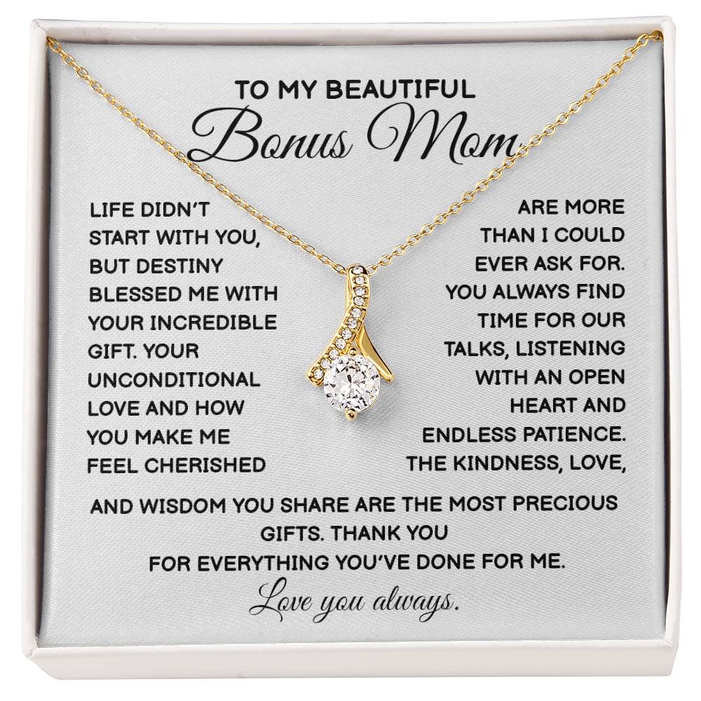To My Beautiful Bonus Mom Beautiful Bonus Mom Necklace Unique Gift For Bonus Mom Thoughtful Jewelry For Bonus Mom Thank You Bonus Mom Gift Special Occasion Gift For Bonus Mom Unique Bonus Mom Jewelry Bonus Mom Special Bond Necklace
