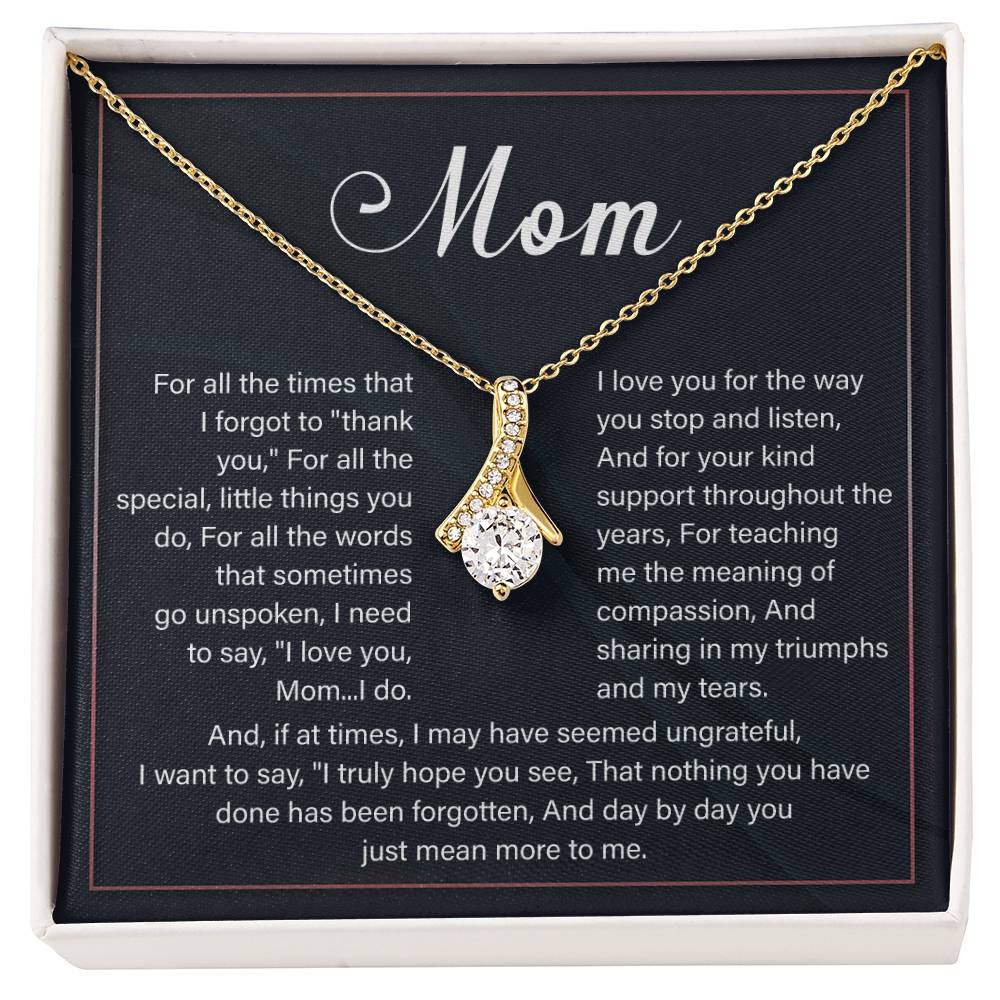 Mom Necklace with Thank You Poem – Gift for Mother with Message Card