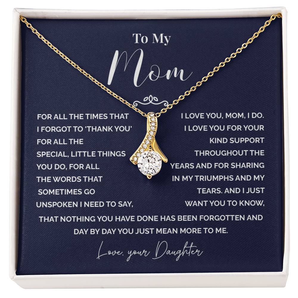 To My Mom Necklace from Daughter – Love Knot with Thank You Message