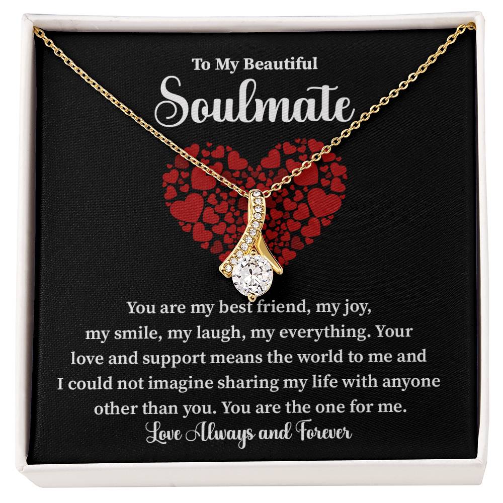 Soulmate Necklace Gift for Her with Love Note Card