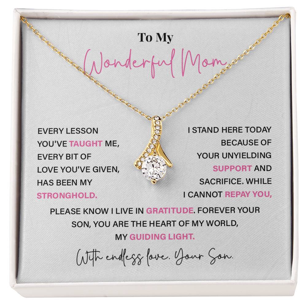 Necklace for Mom from Son with Gratitude Message Card Gift Boxed