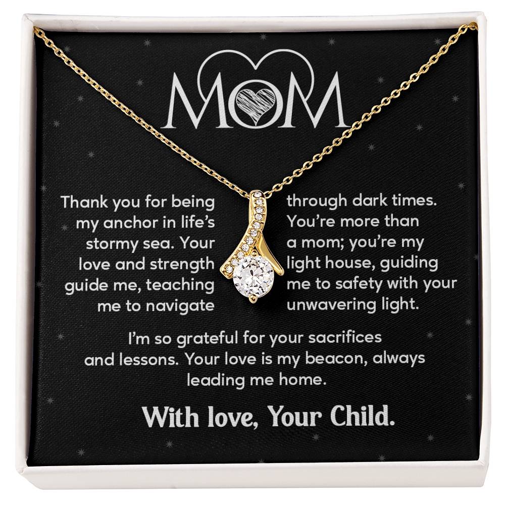 Mom Necklace Gift from Child with Message Card