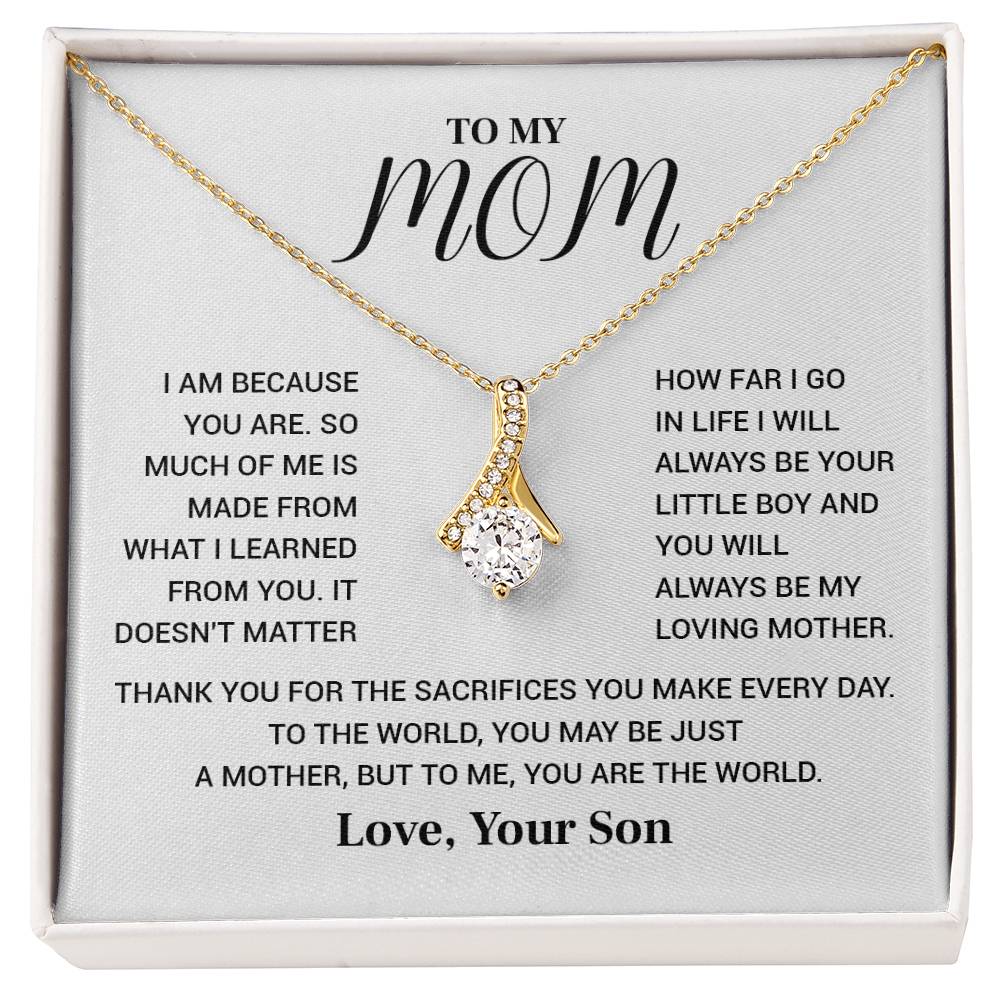 Necklace for Mom from Son – You Are the World Message Card