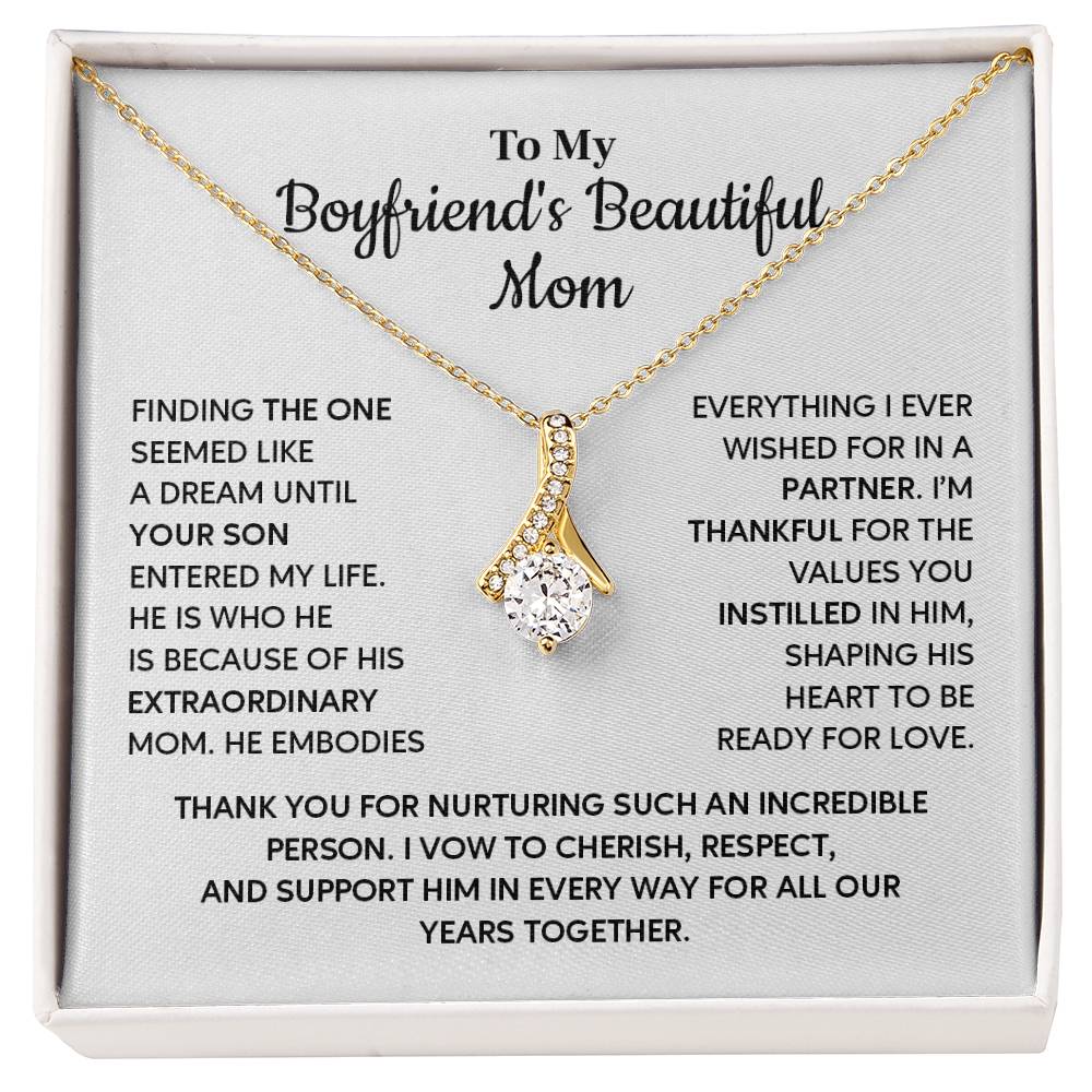 To My Boyfriend's Beautiful Mom Beautiful Boyfriend’s Mom Necklace Gift Gift For Boyfriend’s Mom Meaningful Keepsake For Boyfriend’s Mom Necklace From Girlfriend To Boyfriend Mom Necklace From Girlfriend To Boyfriend’s Mom Boyfriend Mom Appreciation Gift