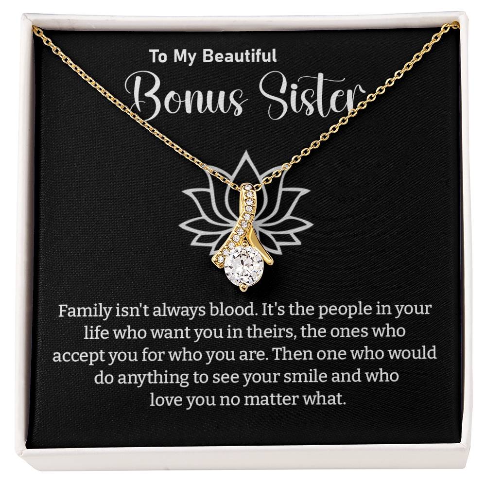 Bonus Sister Necklace Gift – Elegant Jewelry with Heartfelt Message Card