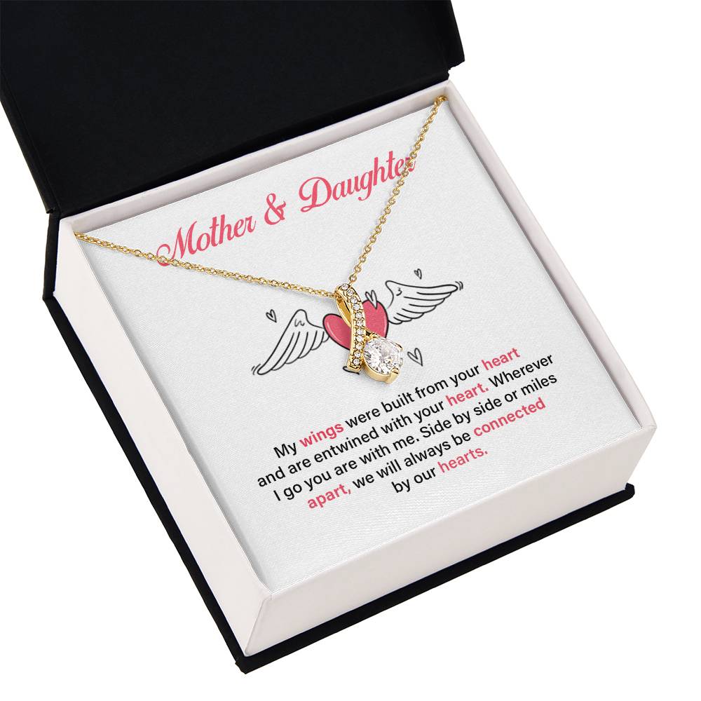 Mother Daughter Heart Necklace with Message Card