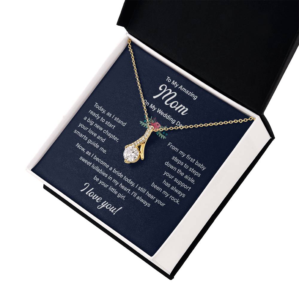 To My Mom Necklace Gift on My Wedding Day With Message