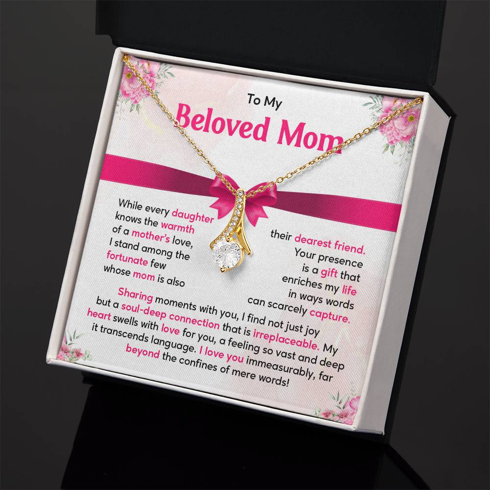 Mother Daughter Necklace Gift with Heartfelt Message Card