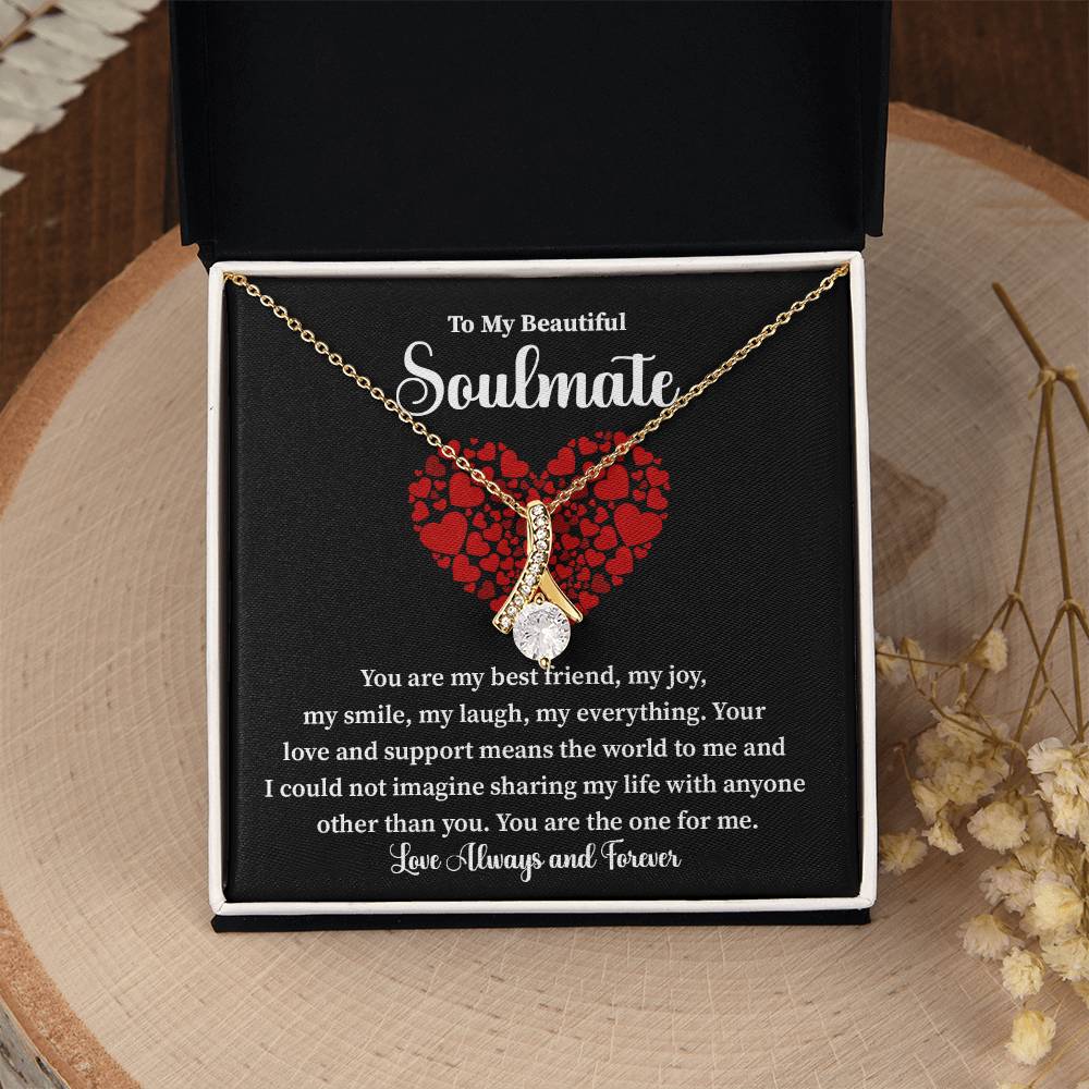 Soulmate Necklace Gift for Her with Love Note Card
