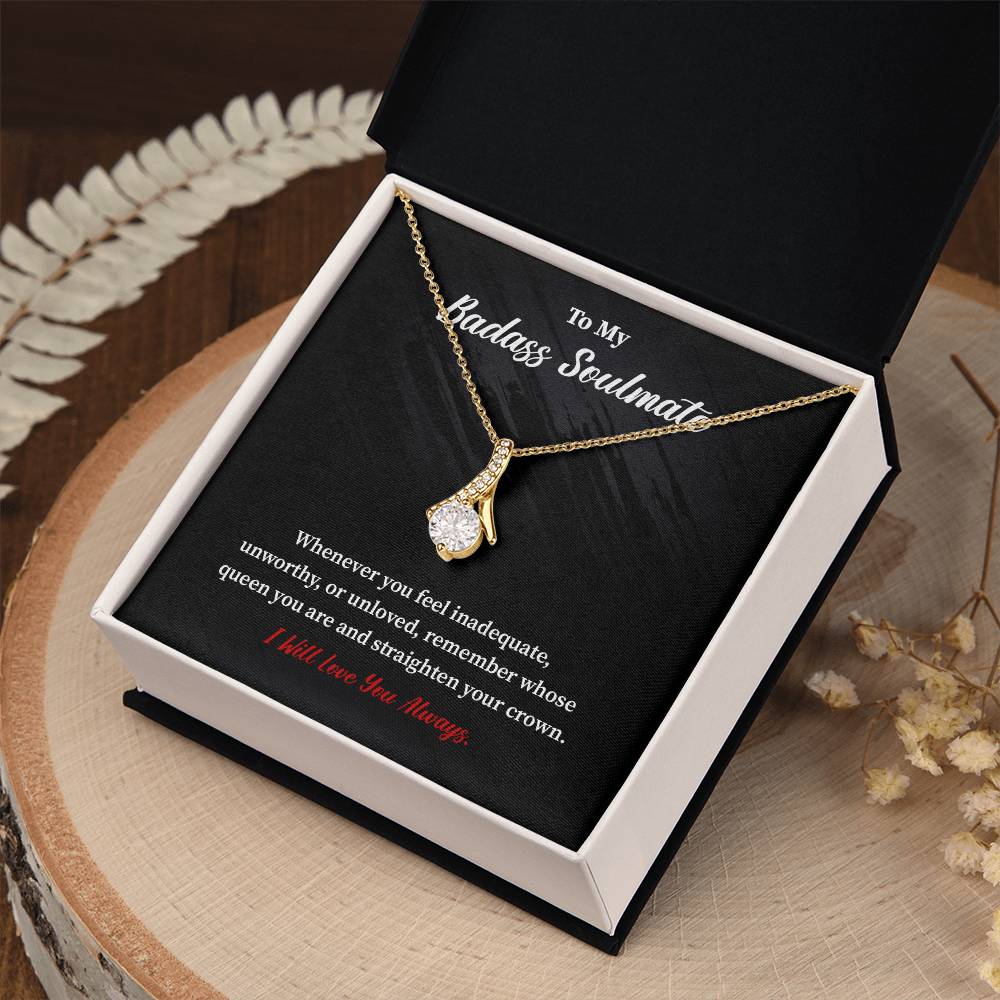 Soulmate Necklace Gift for Her with Bold Message Card