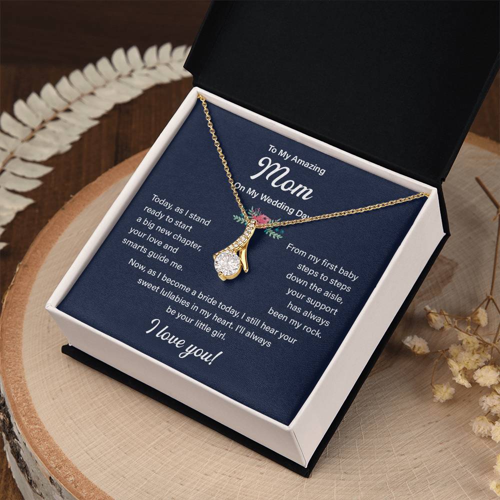 To My Mom Necklace Gift on My Wedding Day With Message