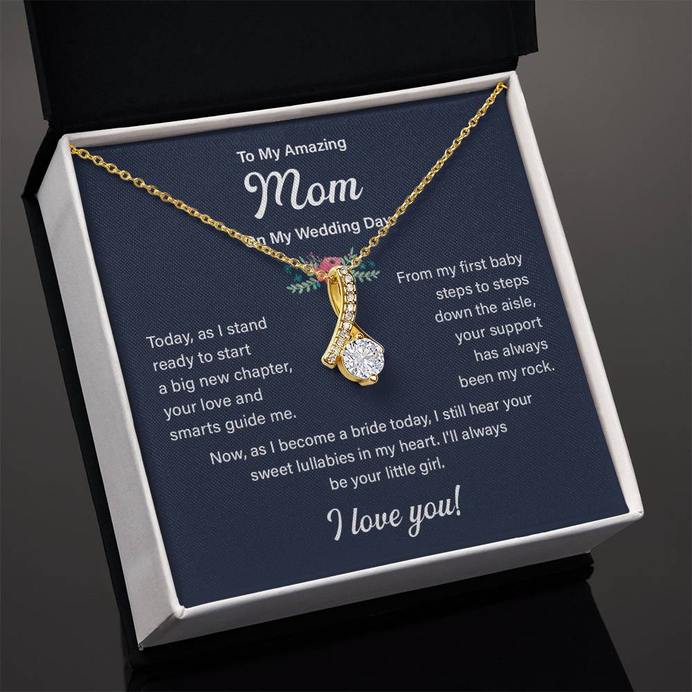 To My Mom Necklace Gift on My Wedding Day With Message