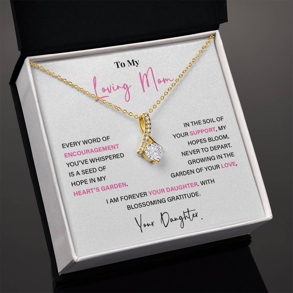Encouragement Mom Necklace – Gift from Daughter with Floral Message Card