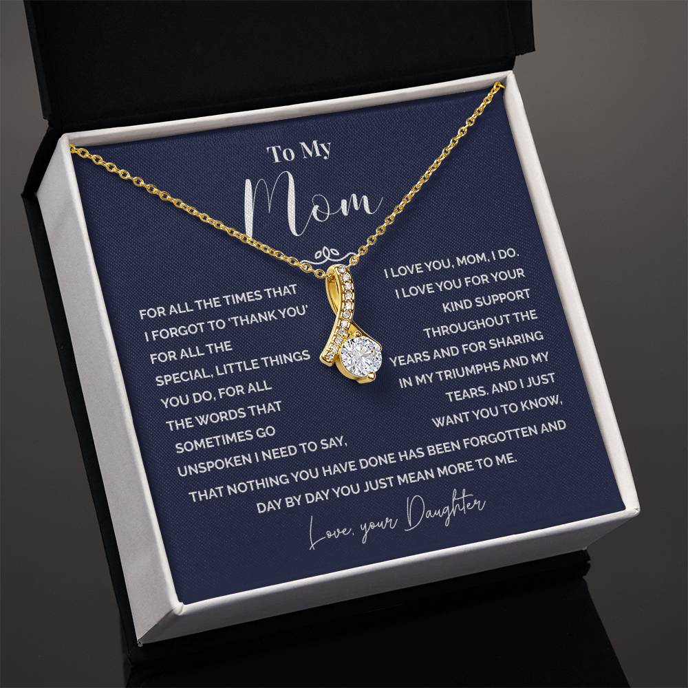 To My Mom Necklace from Daughter – Love Knot with Thank You Message