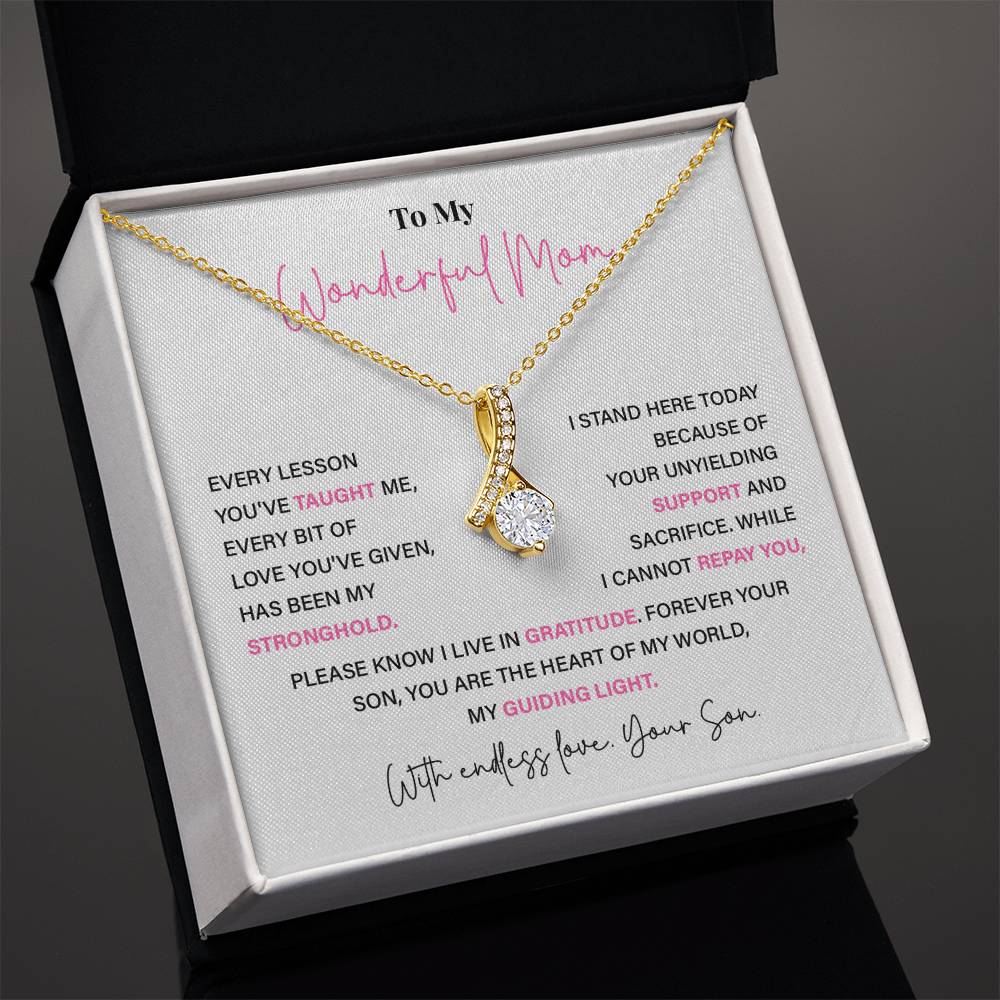 Necklace for Mom from Son with Gratitude Message Card Gift Boxed