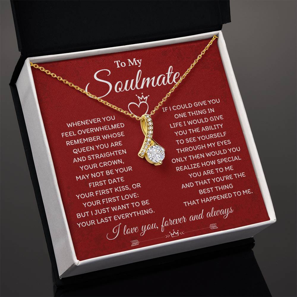 Soulmate Necklace Gift for Her Pendant with Message Card