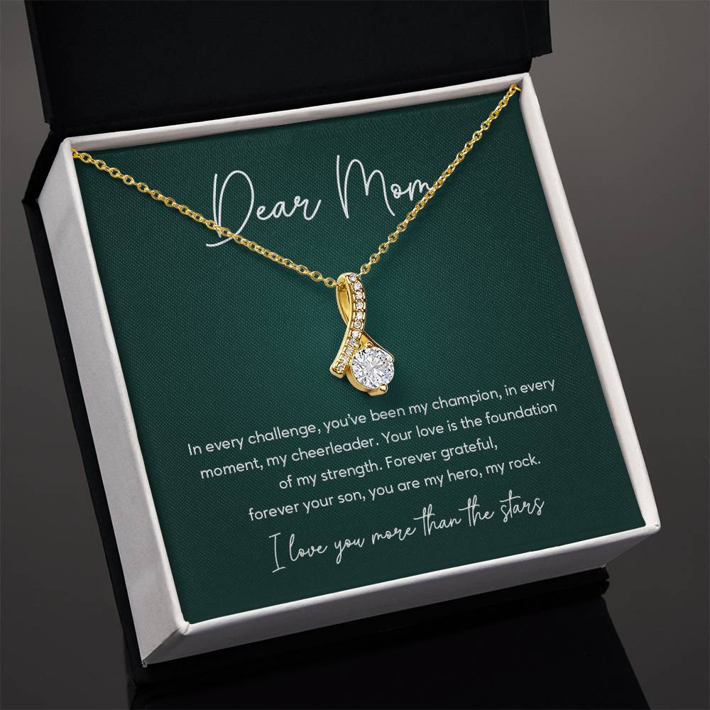 Mom Necklace from Son – I Love You More Than the Stars Message Card