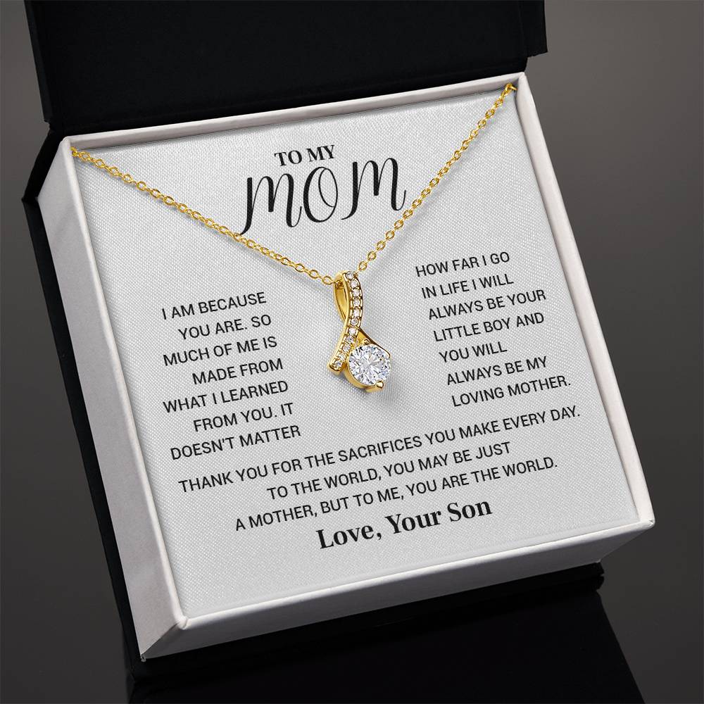 Necklace for Mom from Son – You Are the World Message Card
