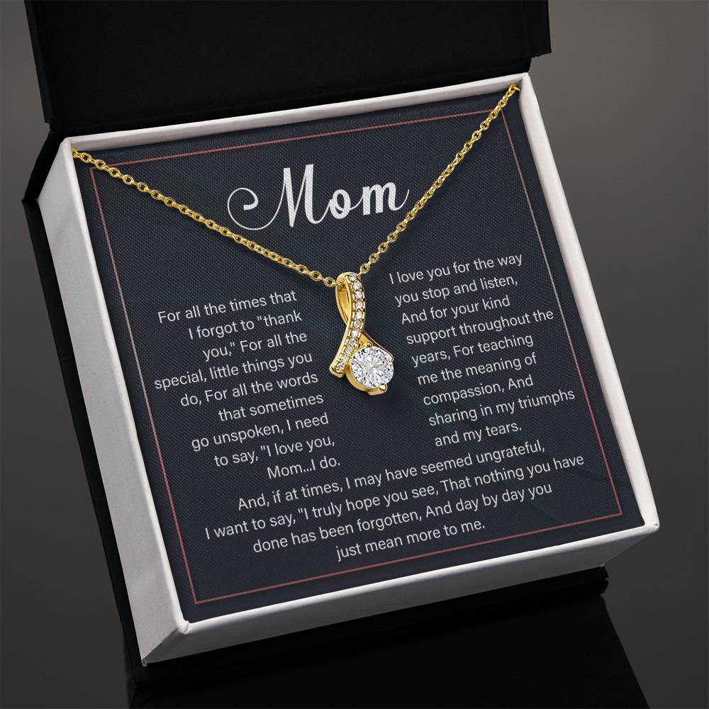 Mom Necklace with Thank You Poem – Gift for Mother with Message Card
