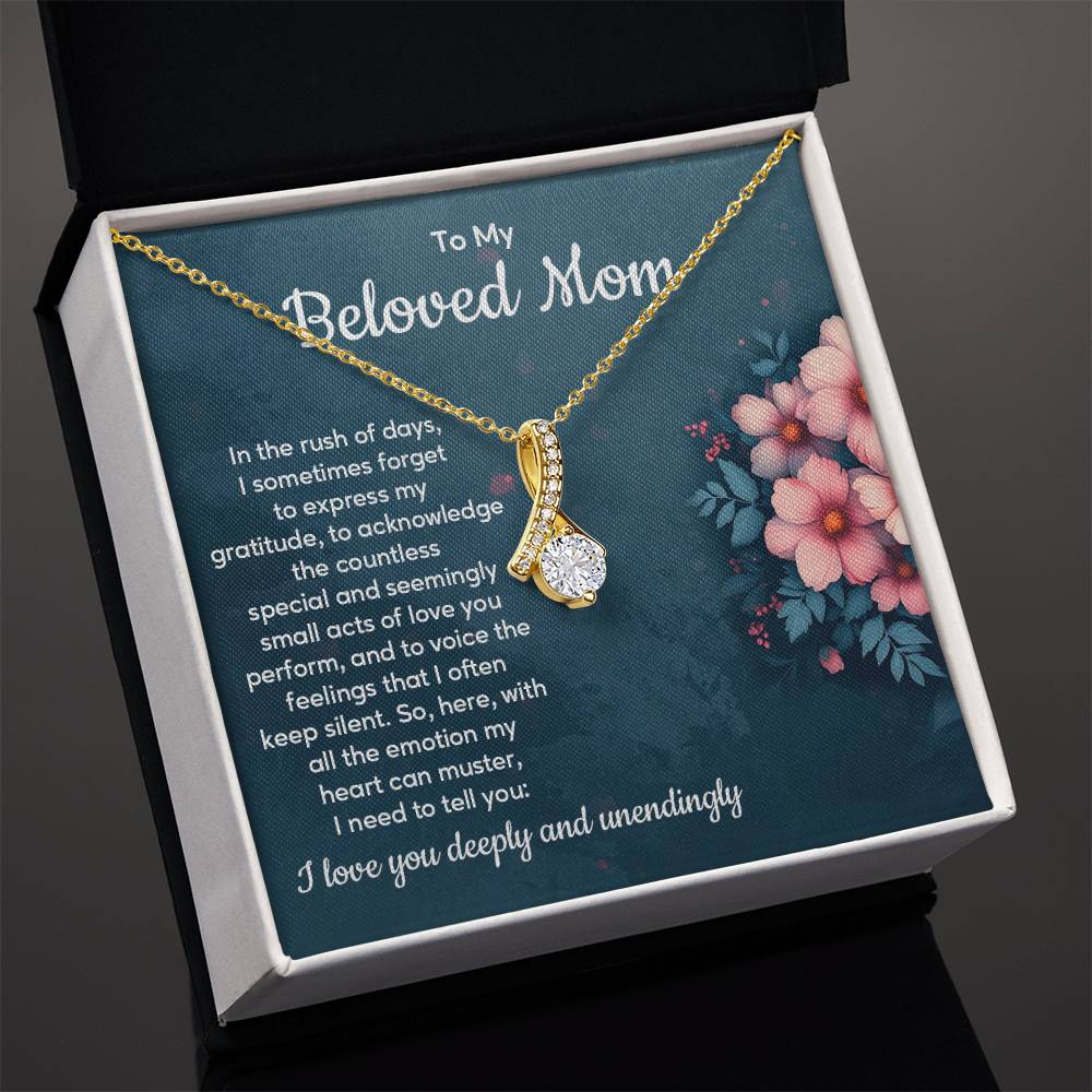 Beloved Mom Necklace Gift from Daughter with Message Card