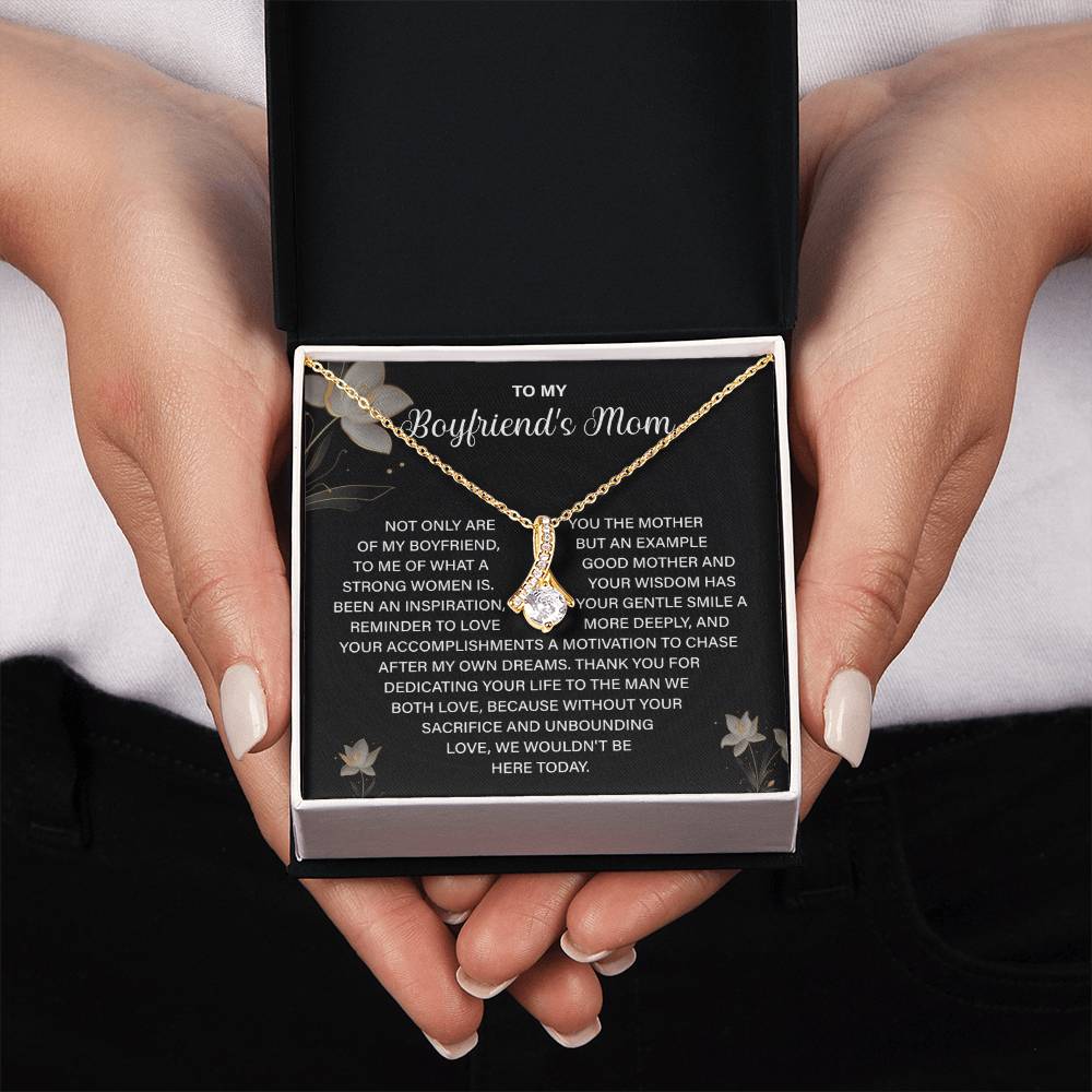 Boyfriend’s Mom Necklace Gift with Floral Message Card
