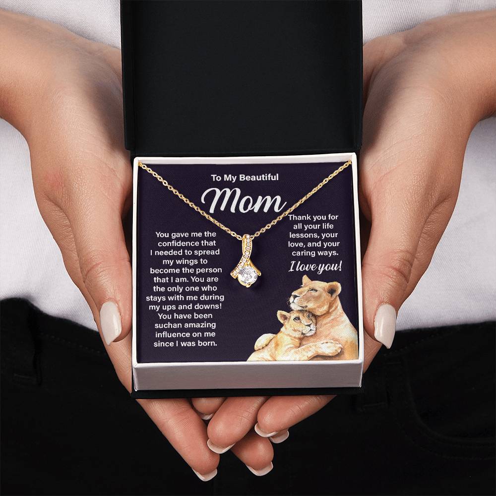 Mom Necklace Gift from Child – I Love You Message Card