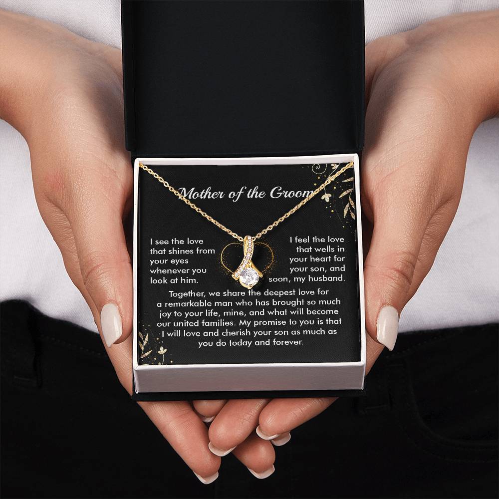 Mother of Groom Necklace Gift from Bride Message Card
