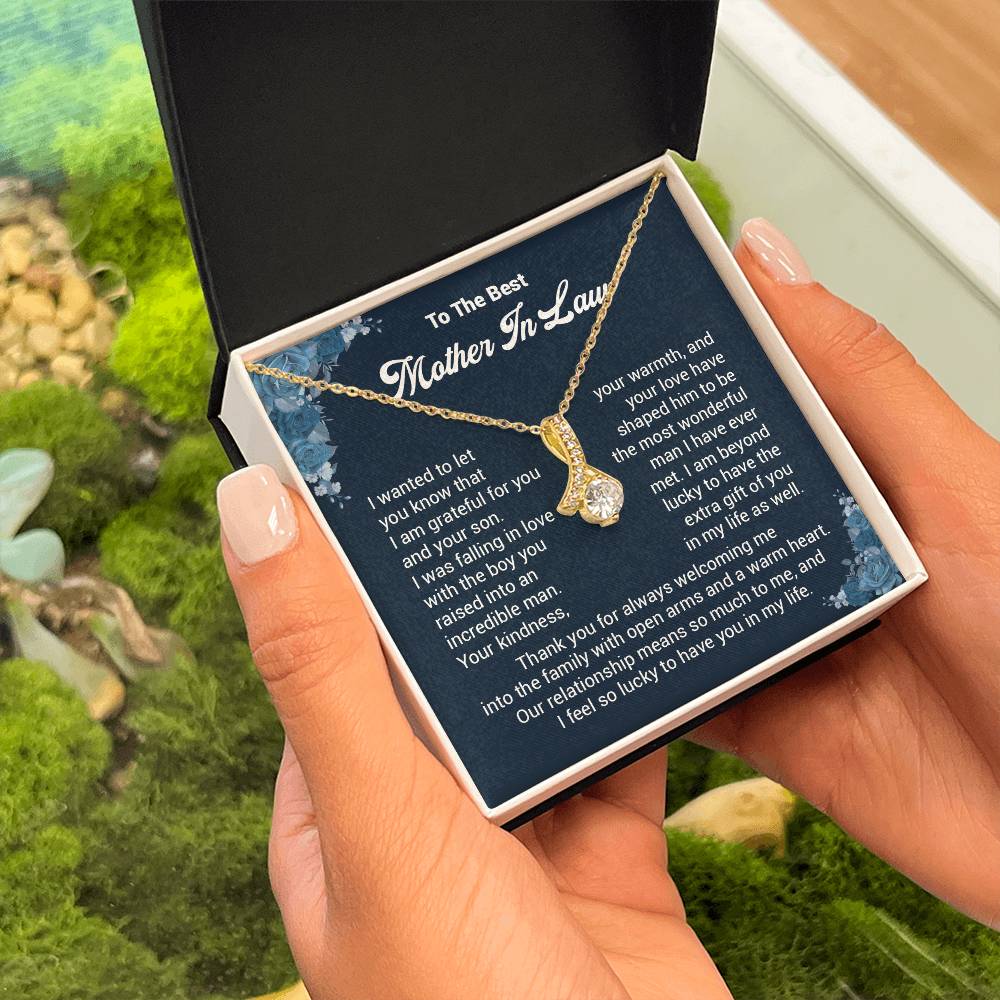 Mother-in-Law Necklace Gift from Bride with Message Card