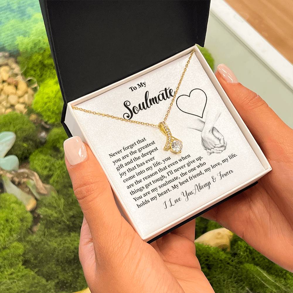 Soulmate Necklace Gift for Her – Message Card and Gift Box